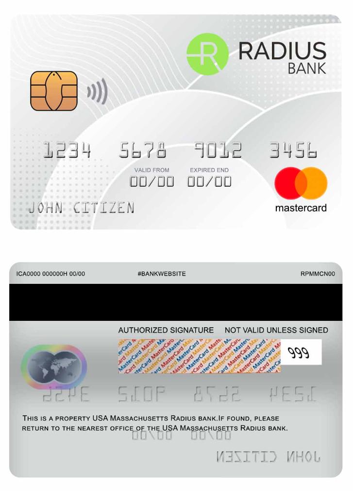 USA Massachusetts Radius Bank mastercard